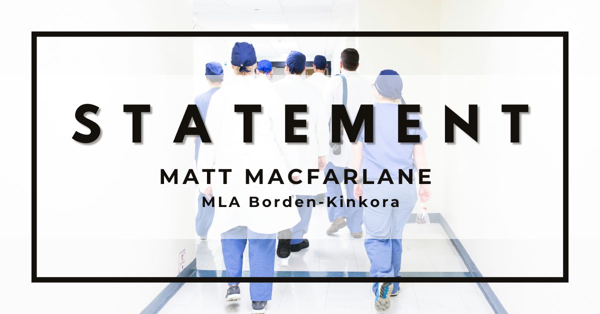 Statement from Matt MacFarlane on King government’s failure to support and train internationally-trained nurses on PEI who are ready to work